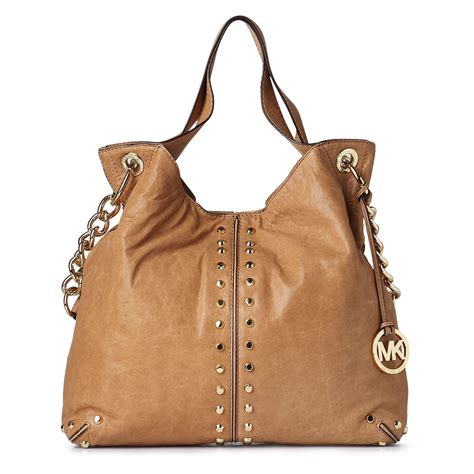 michael kors handbag brown with gold studs|michael kors uptown astor bag.